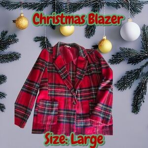 FAVLUX Red Plaid Women's Blazer